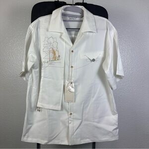 Genshin Impact Men's Cream Short Sleeve Shirt with Embroidery